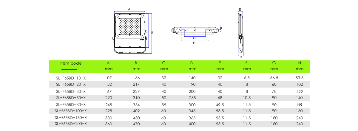 floodlight Dimension floodlight Dimension
