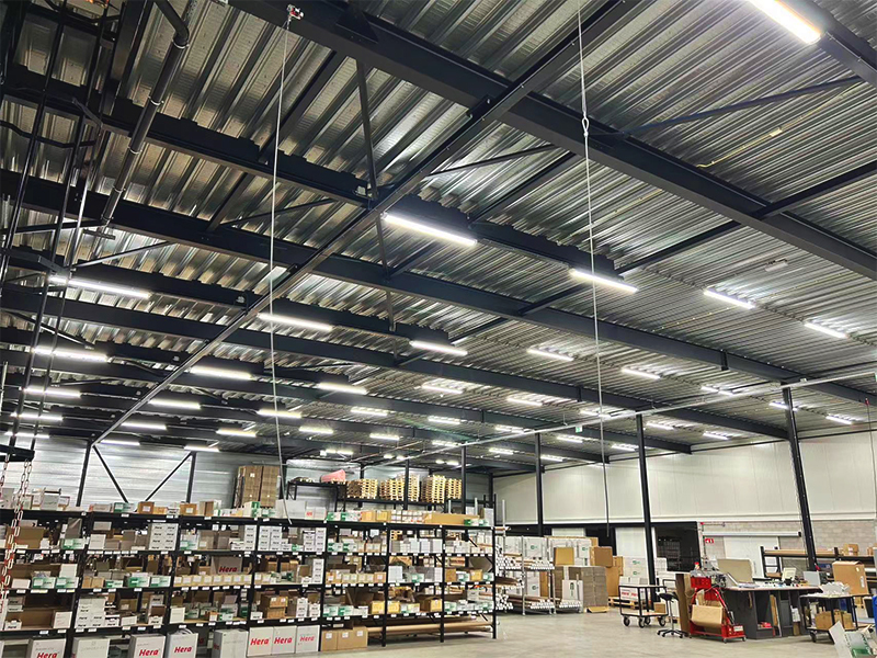 LED tri-proof lights in warehouse