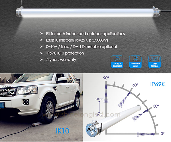 indoor and outdoor IK10 IP69K tri proof LED light