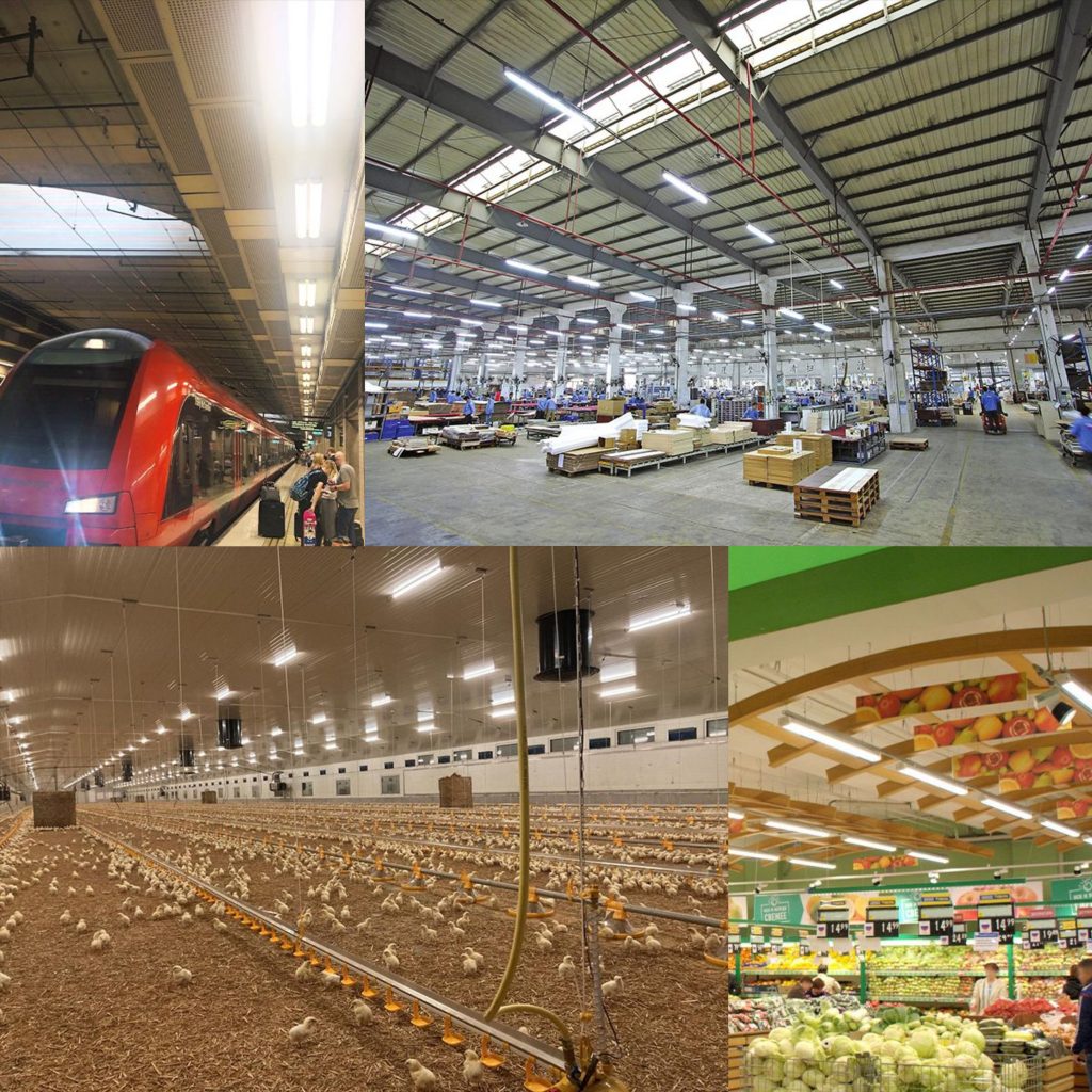 tri-proof light use scenarios: stations, warehouses, factories, farms, supermarkets, stores