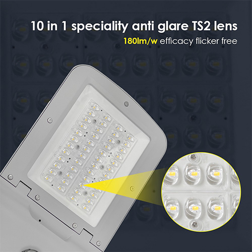 180lm/w high efficacy led street light, 10 in 1 speciality anti glare TS2 lens