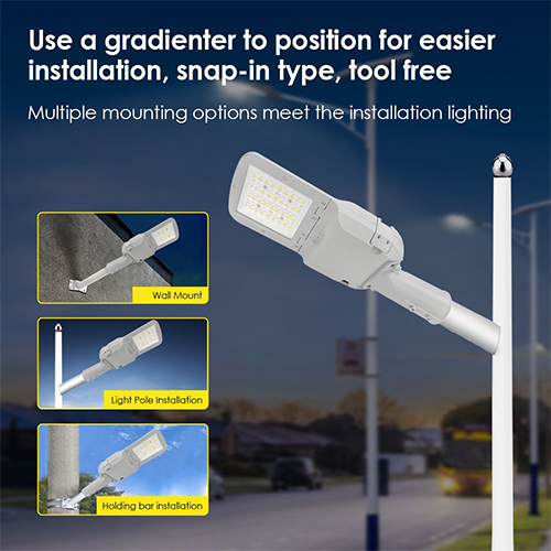 Easy to install, plug and play, tools free, Wall Mount, Light Pole Installation, Holding bar installation