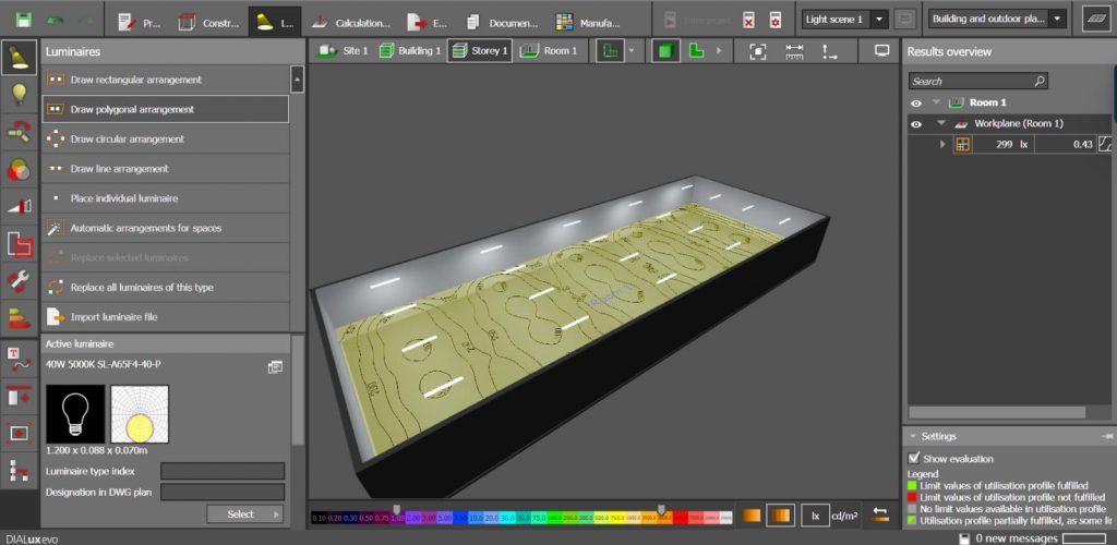 space lighting calculate
