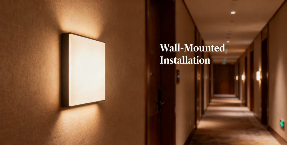Wall-mounted LED panel light installation