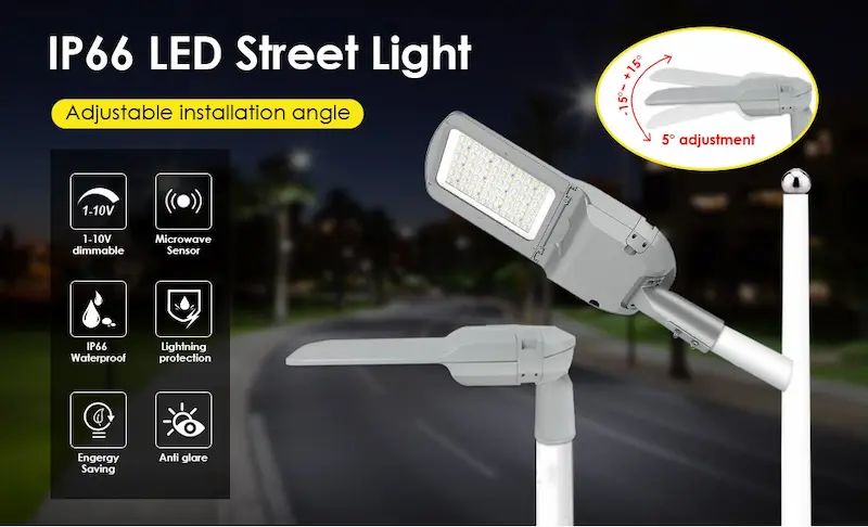 LED street light and floodlight product image.