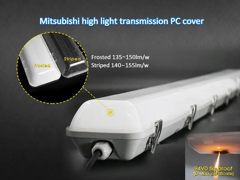 Alpha PC IP65 LED vapor-tight light with full PC housing