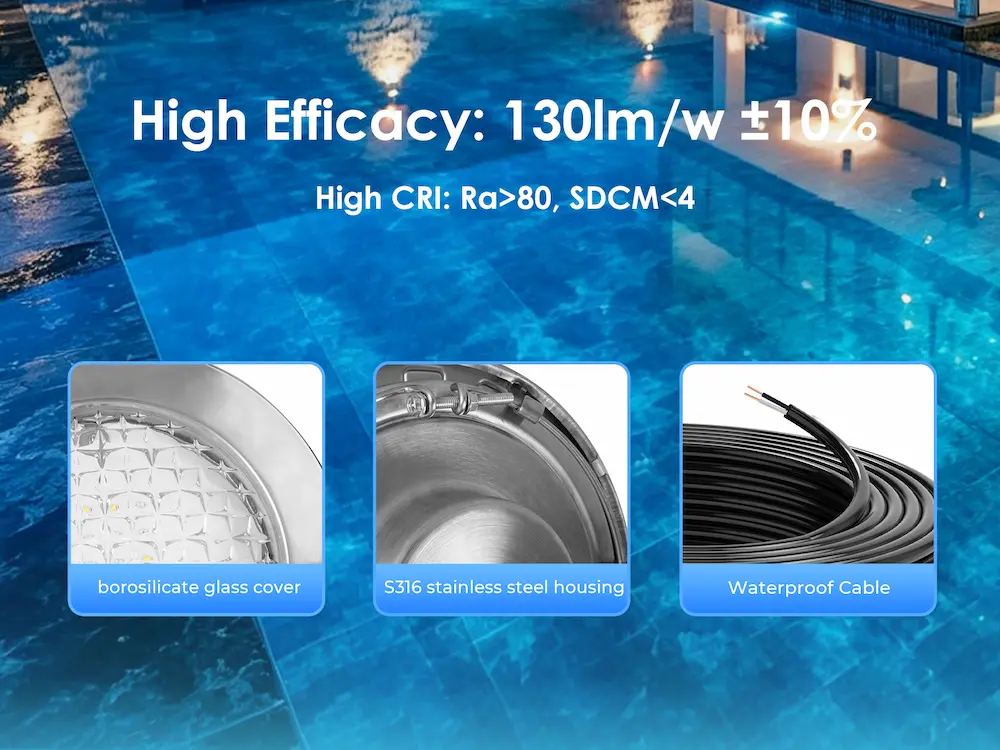 High efficacy led pool light