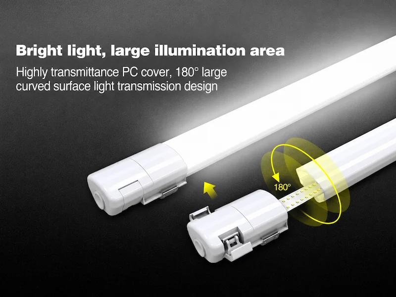 PC IP65 LED triproof light fixture illumination area