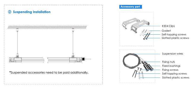 Utilee PC IP65 LED tri-proof light suspending installation