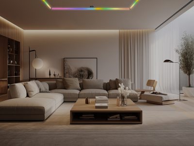 Lighting in a modern living room ceiling