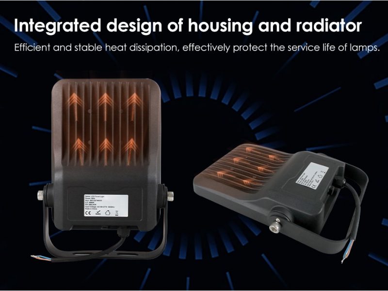 led flood light with thermal design, efficient heat dissipation