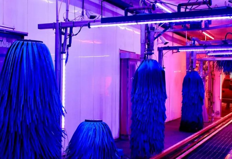 Energy efficient LED lighting for car wash tunnel area