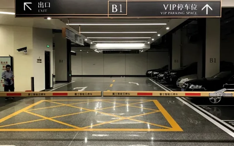 LED parking garage lighting entry